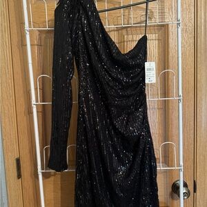 Windsor Black Sequin One Shoulder Dress